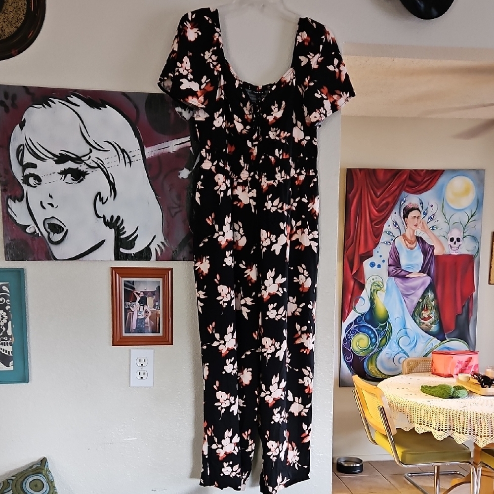 Torrid Black Floral Jumpsuit